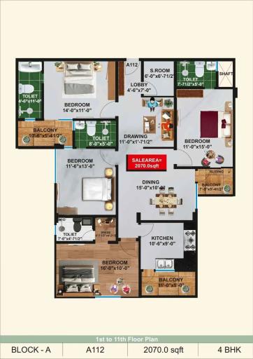 4 BHK Floor Plan
